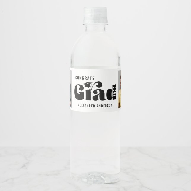 Congrats Grad Bold Typography 2 Photos Graduation (Vorderseite)