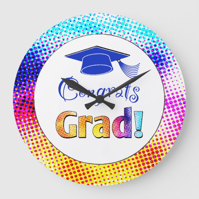 Congrats Grad Colors, Fun Große Wanduhr (Vorderseite)