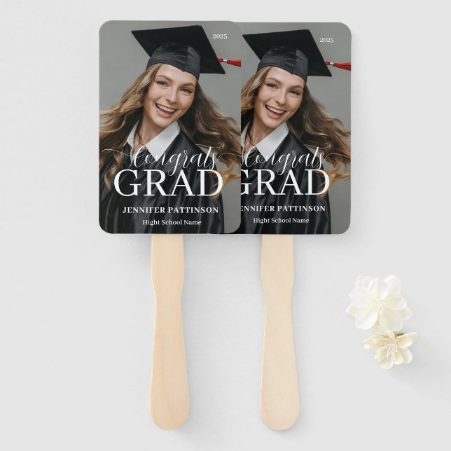 Congrats Grad Graduate Photo Graduation Fächer (Vorne und Hinten)