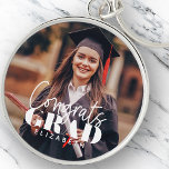 Congrats Grad Modern Simple Script Custom Photo Schlüsselanhänger<br><div class="desc">This simple and modern design is composed of serif typography and add a custom photo.</div>