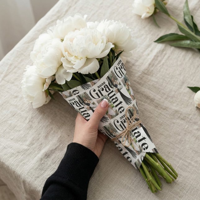 Congrats Grad tassel Photo Collage Class of 2026 Geschenkpapier Set (Congrats Grad tassel Photo Collage Class of 2026 Wrapping Paper Sheets)
