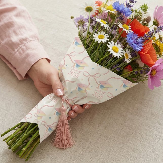 Congrats Grad Watercolour Grad Cap Class of 2026 Geschenkpapier (Congrats Grad Watercolour Grad Cap Class of 2026 Wrapping Paper)