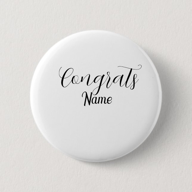 Congrats graduate name simple minimal year class  button (Vorderseite)