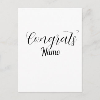 Congrats graduate name simple minimal year class  postkarte