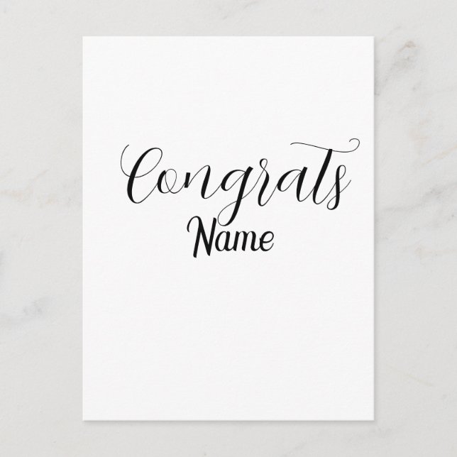 Congrats graduate name simple minimal year class  postkarte (Vorderseite)