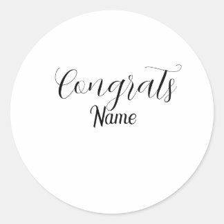 Congrats graduate name simple minimal year class  runder aufkleber