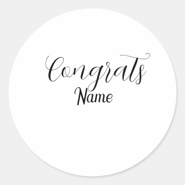 Congrats graduate name simple minimal year class  runder aufkleber (Vorderseite)