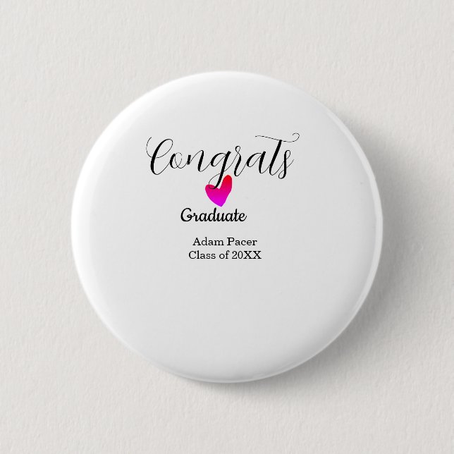 Congrats graduation name class of 20XX year heart  Button (Vorderseite)