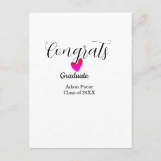 Congrats graduation name class of 20XX year heart Postkarte