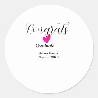 Congrats graduation name class of 20XX year heart Runder Aufkleber
