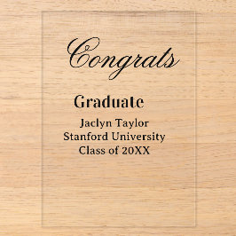 Congrats graduation name university name class of  acryleinladungen