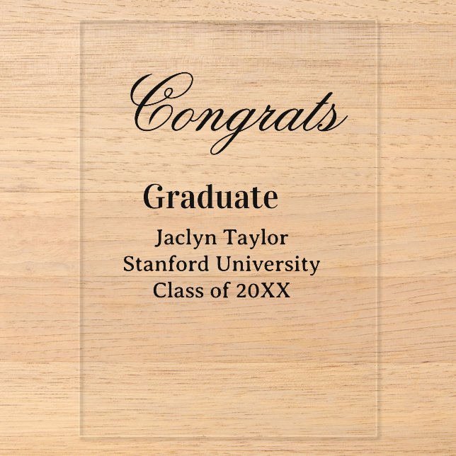 Congrats graduation name university name class of  acryleinladungen (Vorderseite)