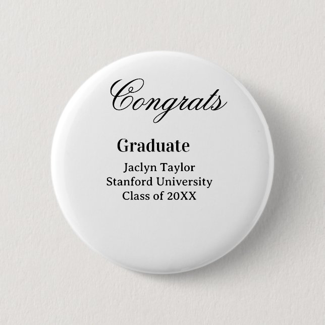 Congrats graduation name university name class of  button (Vorderseite)