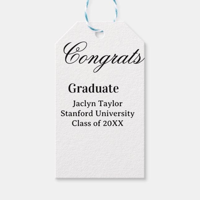 Congrats graduation name university name class of  geschenkanhänger (Vorderseite)