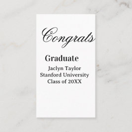 Congrats graduation name university name class of  visitenkarte