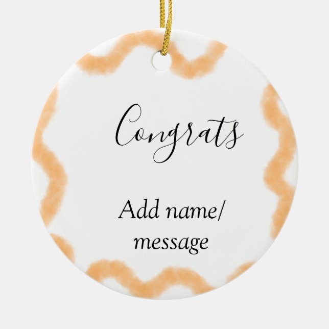 Congrats orange spiral Spanish border boho retro n Keramik Ornament (Vorne)