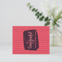 Congrats Vertical Stringed Ornaments Pink Pattern Postkarte