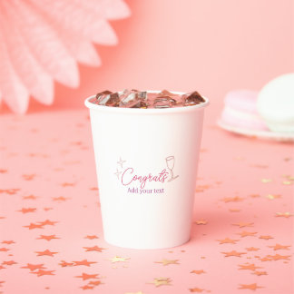 congrats wine glass stars pink pastel bold retro g pappbecher