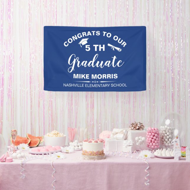 Congratulations 5th Grade Graduation Blue Banner (Party)