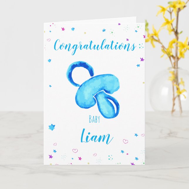 Congratulations a baby boy customizable names karte (Gelbe Blume)