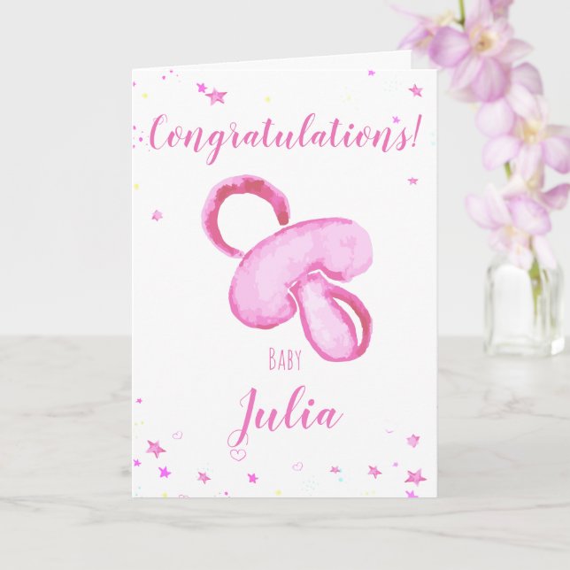 Congratulations a baby girl customizable names karte (Orchidee)