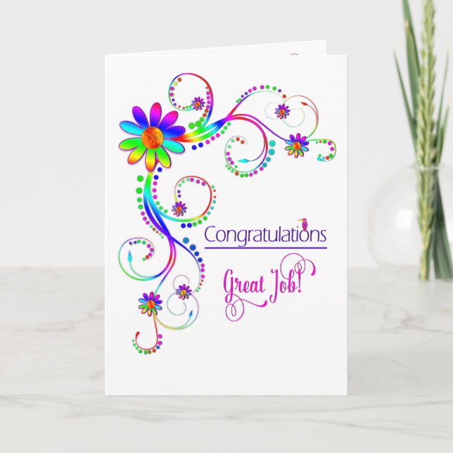 Congratulations,Abstract Floral-Vivid Colors Karte (Vorderseite)