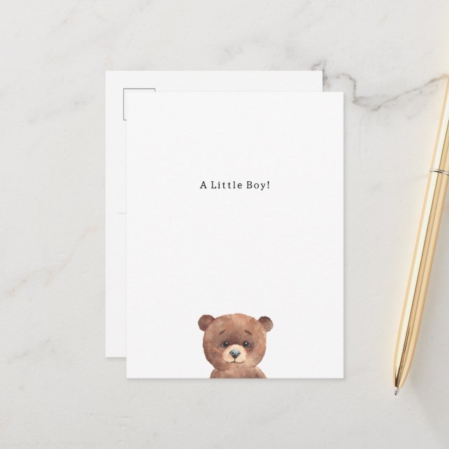 Congratulations Bear New Baby Birth Card Postkarte (Vorderseite/Rückseite Beispiel)