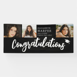 Congratulations Brush Script  3 Photo Graduation  Banner