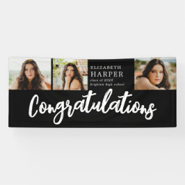 Congratulations Brush Script  3 Photo Graduation  Banner