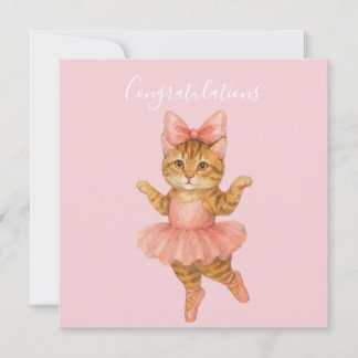 COngratulations Cat Ballerina Pink Karte