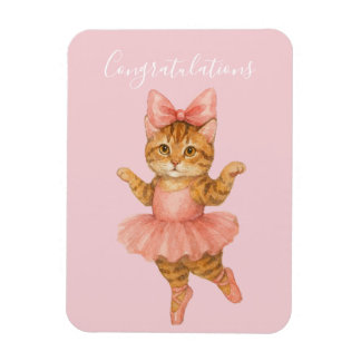 COngratulations Cat Ballerina Pink Magnet