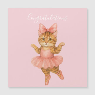 COngratulations Cat Ballerina Pink Magnetkarte