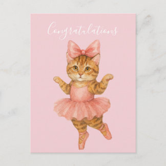 COngratulations Cat Ballerina Pink Postkarte