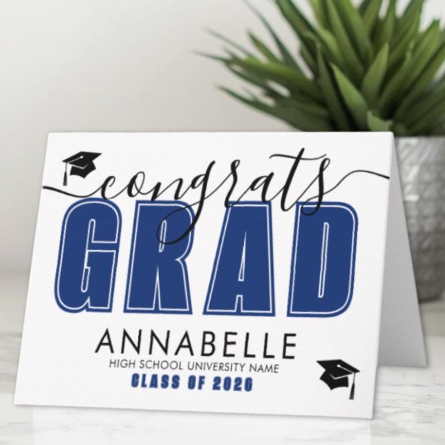 Congratulations Grad Blue Graduation Karte (Congratulations Grad Blue Graduation Card)