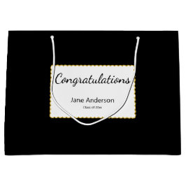 Congratulations Grad Name Black & White Graduation Große Geschenktüte