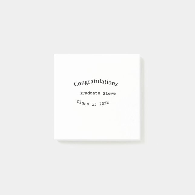 Congratulations graduate name class of 20XX type w Post-it Klebezettel (Vorderseite)