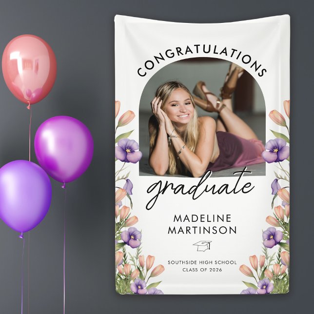Congratulations Graduate Wildflowers Arch Photo Banner (Von Creator hochgeladen)