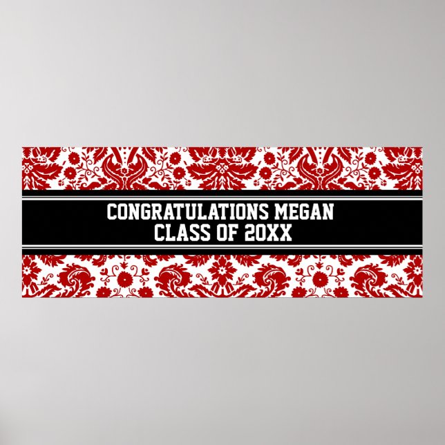 Congratulations Graduation Custom Name Banner Red Poster (Vorne)