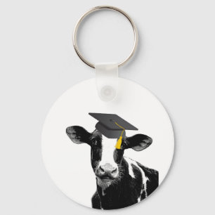 Congratulations Graduation Funny Cow in Cap Schlüsselanhänger