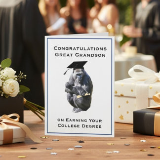 Congratulations GreatGrandson Degree Funny Gorilla Karte