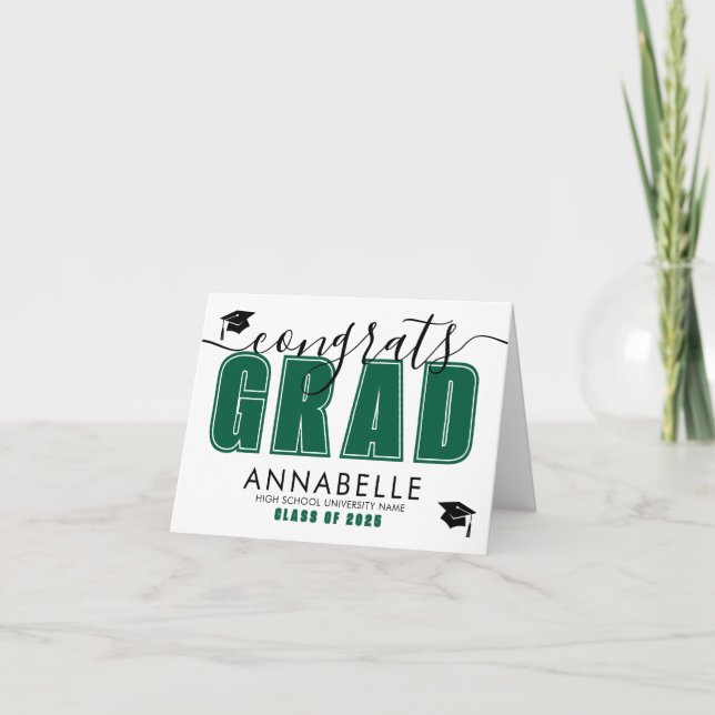 Congratulations Green Graduation Karte (Vorderseite)