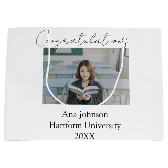 Congratulations photo graduate name university yea große geschenktüte (Vorderseite)