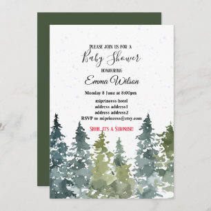 Conifer Pine Tree, invitation baby shower
