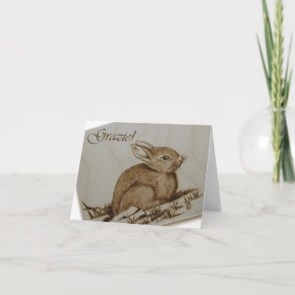 Coniglietto - Grazie! - Pirografia Dankeskarte