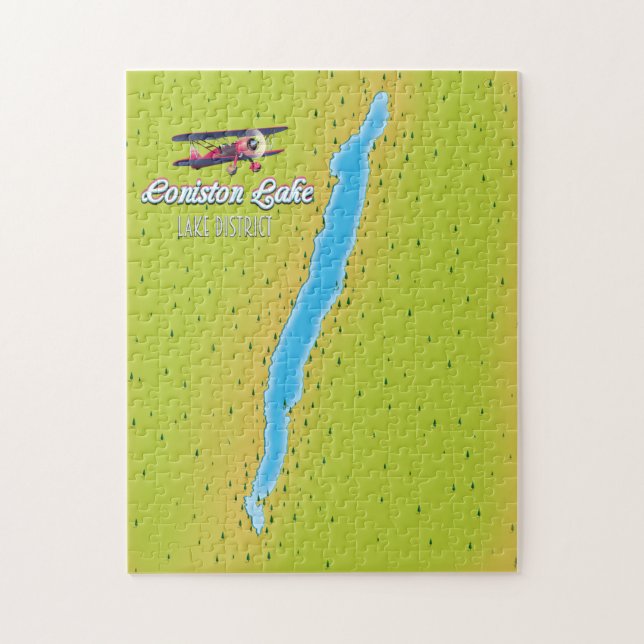 Coniston Water, Lake District, England Map (Vertikal)