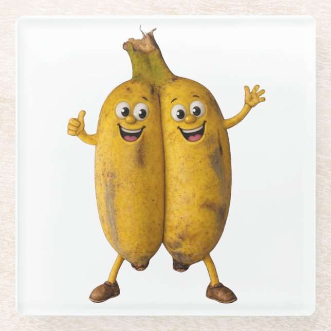 Conjoined Bananas Comedy Duo Glasuntersetzer (Vorderseite)
