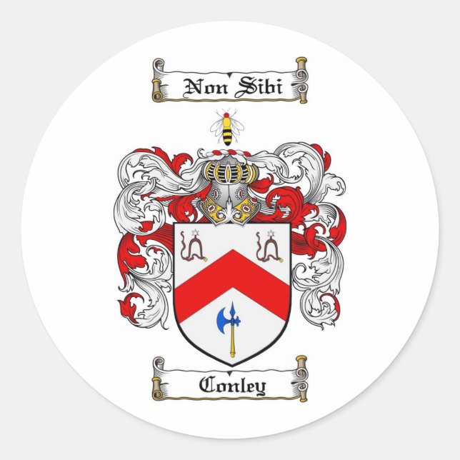 CONLEY-FAMILIENWAPPEN - EINZIGE WALDBRÜHNE RUNDER AUFKLEBER (Vorderseite)