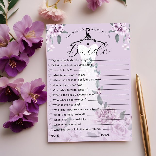 Connaissez-vous bien la carte de mariage mariée (How Well Do You Know the Bride Wedding Dress Game Invitation)