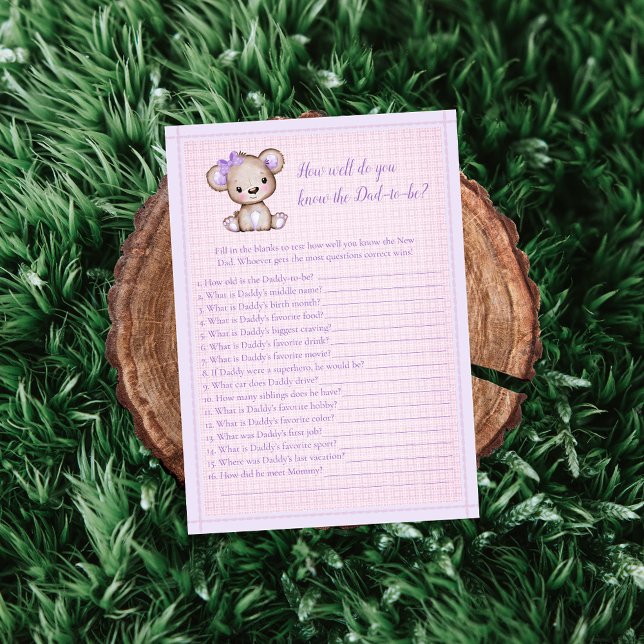 Connaît Daddy Meilleur Beau Purple Ours Bébé Carte (Créateur téléchargé)