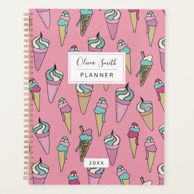 Conne de crème glacée rose personnalisée (Devant)